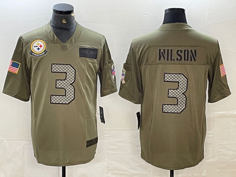 Men Pittsburgh Steelers #3 Wilson 2024 Nike Green Limited NFL Jersey style 1